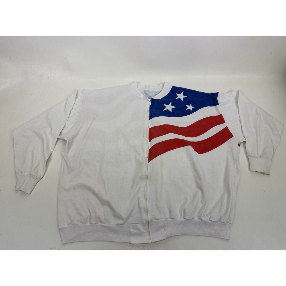 Single Stitch Jacket AMERICAN FLAG ALL-OVER PRINT‎ Polycotton XL Vintage USA